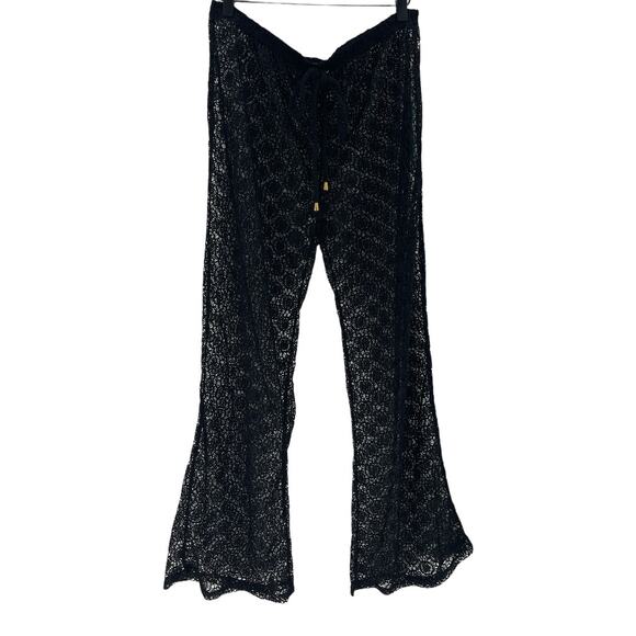 Kahalai Black Crochet Lace Cover Up Pants Size XL - Picture 1 of 6